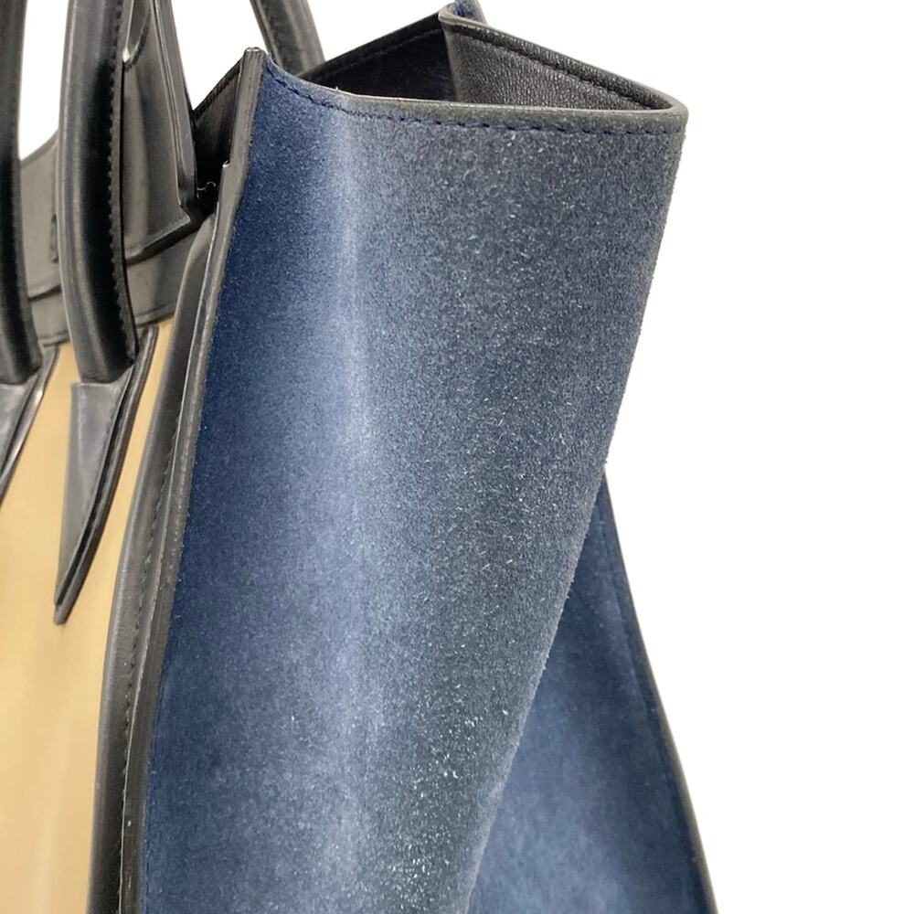 Celine Luggage Mini Shopper Handbag 165213PSJ.02BG Beige Black Navy Leather - Picture 14 of 15